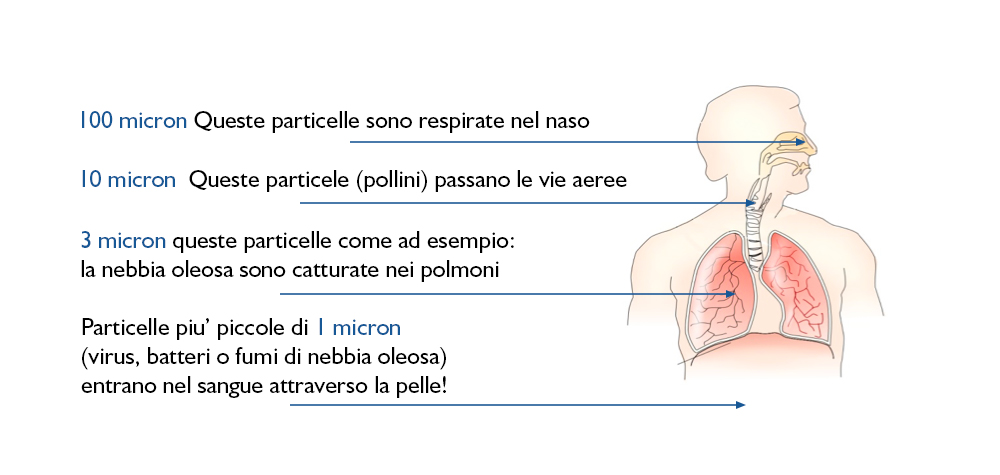 tabella esplicativa sulle particelle delle nebbie oleose